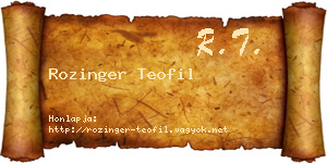 Rozinger Teofil névjegykártya